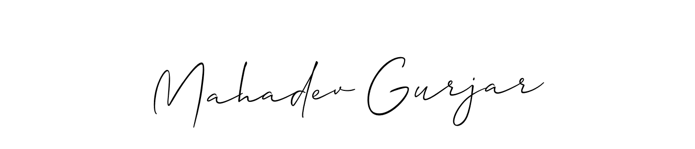 It looks lik you need a new signature style for name Mahadev Gurjar. Design unique handwritten (Allison_Script) signature with our free signature maker in just a few clicks. Mahadev Gurjar signature style 2 images and pictures png