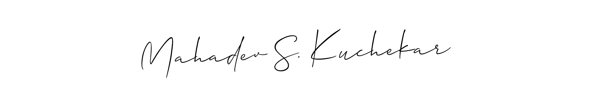 Make a beautiful signature design for name Mahadev S. Kuchekar. With this signature (Allison_Script) style, you can create a handwritten signature for free. Mahadev S. Kuchekar signature style 2 images and pictures png