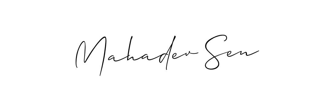 Create a beautiful signature design for name Mahadev Sen. With this signature (Allison_Script) fonts, you can make a handwritten signature for free. Mahadev Sen signature style 2 images and pictures png