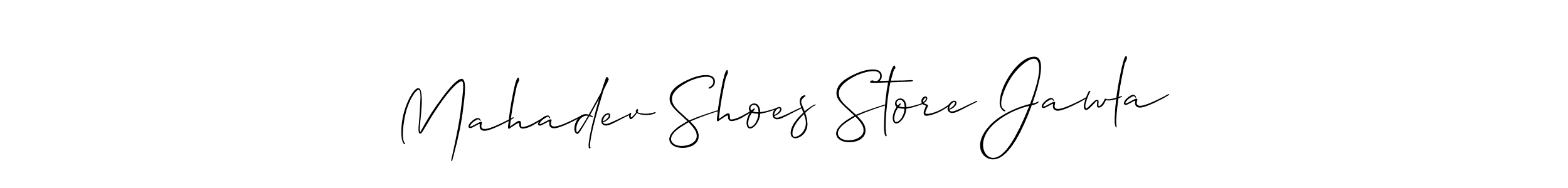 It looks lik you need a new signature style for name Mahadev Shoes Store Jawla. Design unique handwritten (Allison_Script) signature with our free signature maker in just a few clicks. Mahadev Shoes Store Jawla signature style 2 images and pictures png