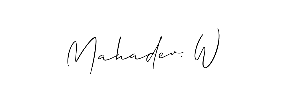 Create a beautiful signature design for name Mahadev. W. With this signature (Allison_Script) fonts, you can make a handwritten signature for free. Mahadev. W signature style 2 images and pictures png