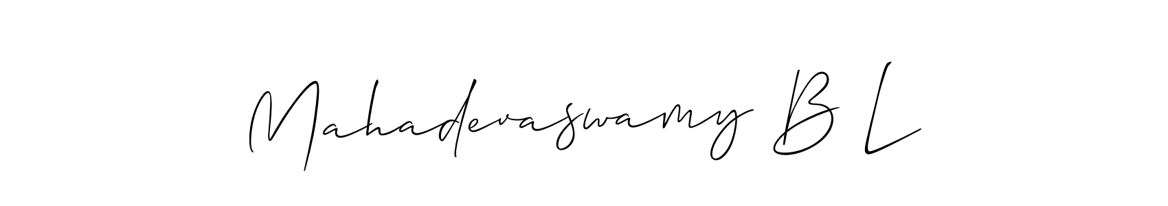 Use a signature maker to create a handwritten signature online. With this signature software, you can design (Allison_Script) your own signature for name Mahadevaswamy B L. Mahadevaswamy B L signature style 2 images and pictures png