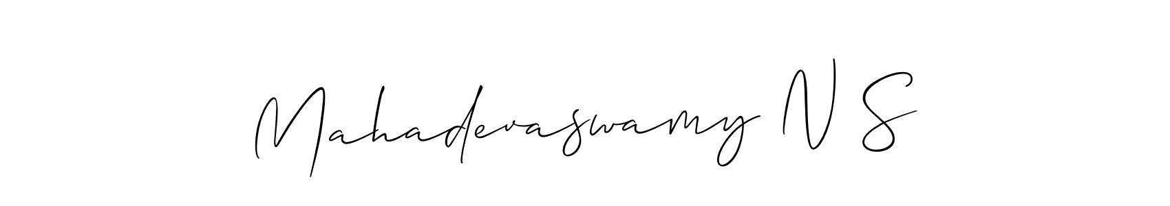 Create a beautiful signature design for name Mahadevaswamy N S. With this signature (Allison_Script) fonts, you can make a handwritten signature for free. Mahadevaswamy N S signature style 2 images and pictures png