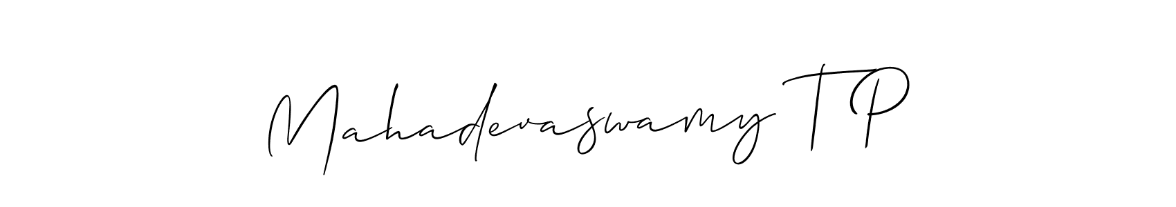 How to Draw Mahadevaswamy T P signature style? Allison_Script is a latest design signature styles for name Mahadevaswamy T P. Mahadevaswamy T P signature style 2 images and pictures png