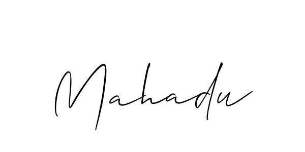 Use a signature maker to create a handwritten signature online. With this signature software, you can design (Allison_Script) your own signature for name Mahadu. Mahadu signature style 2 images and pictures png