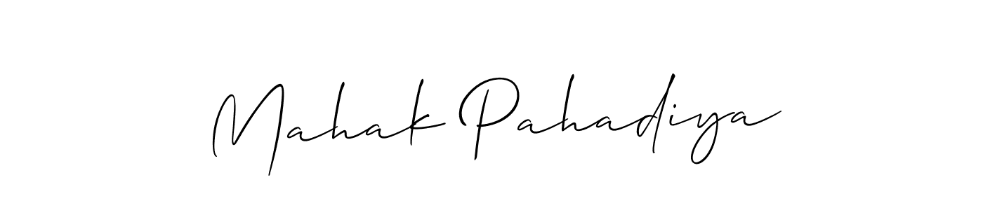 Allison_Script is a professional signature style that is perfect for those who want to add a touch of class to their signature. It is also a great choice for those who want to make their signature more unique. Get Mahak Pahadiya name to fancy signature for free. Mahak Pahadiya signature style 2 images and pictures png