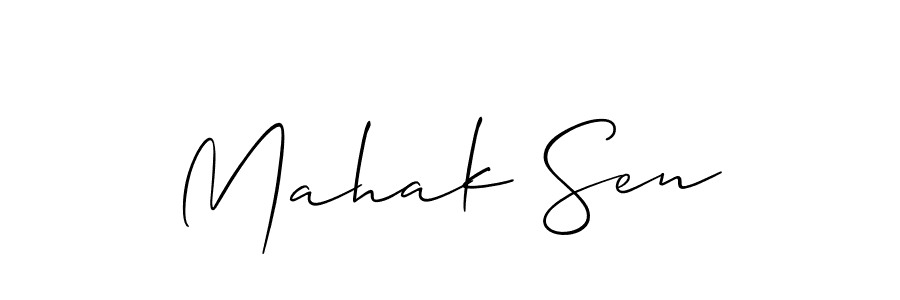 Create a beautiful signature design for name Mahak Sen. With this signature (Allison_Script) fonts, you can make a handwritten signature for free. Mahak Sen signature style 2 images and pictures png