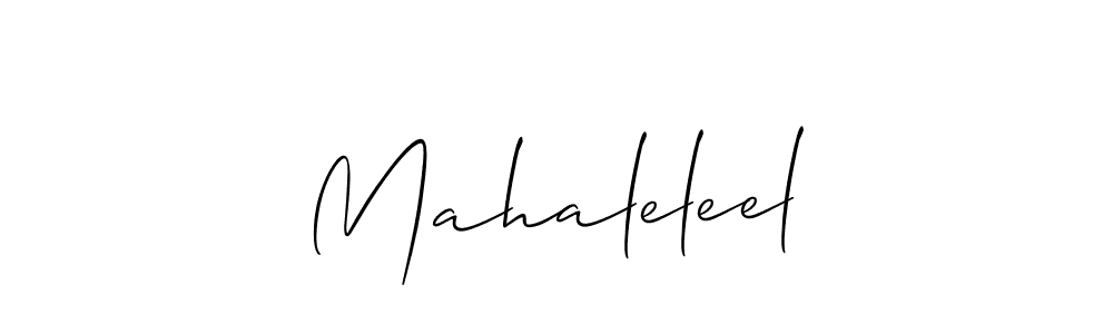 Create a beautiful signature design for name Mahaleleel. With this signature (Allison_Script) fonts, you can make a handwritten signature for free. Mahaleleel signature style 2 images and pictures png