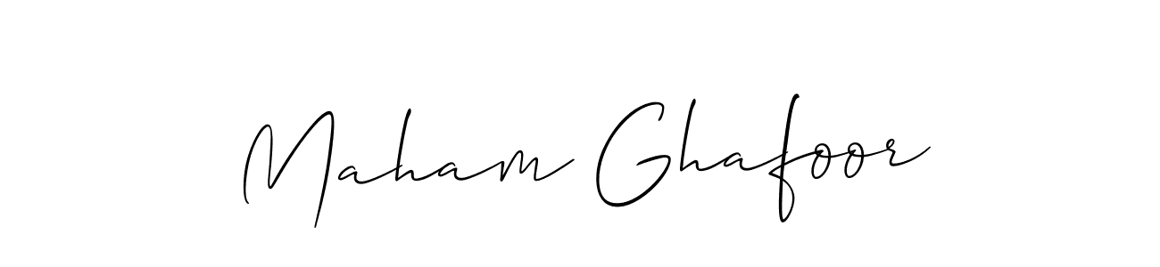 Also You can easily find your signature by using the search form. We will create Maham Ghafoor name handwritten signature images for you free of cost using Allison_Script sign style. Maham Ghafoor signature style 2 images and pictures png