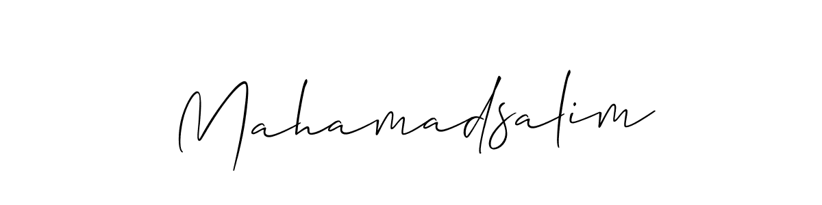The best way (Allison_Script) to make a short signature is to pick only two or three words in your name. The name Mahamadsalim include a total of six letters. For converting this name. Mahamadsalim signature style 2 images and pictures png