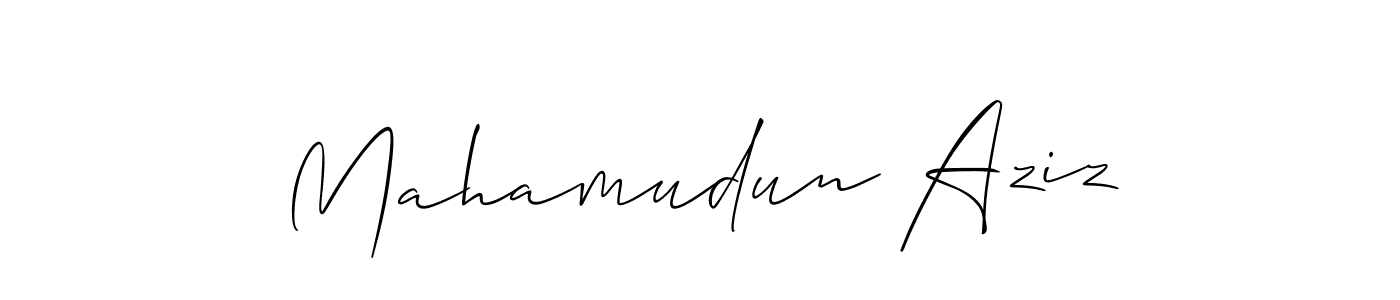 You should practise on your own different ways (Allison_Script) to write your name (Mahamudun Aziz) in signature. don't let someone else do it for you. Mahamudun Aziz signature style 2 images and pictures png