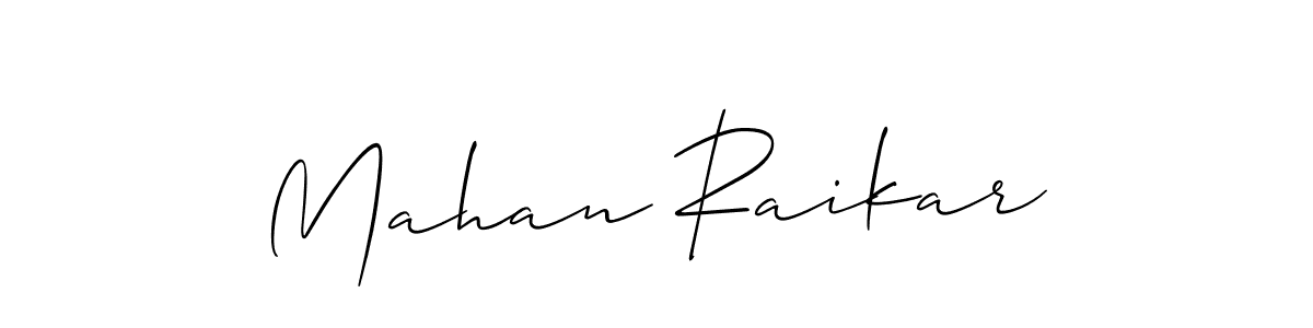 The best way (Allison_Script) to make a short signature is to pick only two or three words in your name. The name Mahan Raikar include a total of six letters. For converting this name. Mahan Raikar signature style 2 images and pictures png