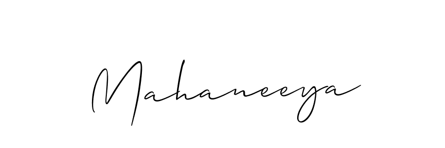 Create a beautiful signature design for name Mahaneeya. With this signature (Allison_Script) fonts, you can make a handwritten signature for free. Mahaneeya signature style 2 images and pictures png