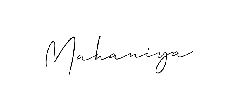 The best way (Allison_Script) to make a short signature is to pick only two or three words in your name. The name Mahaniya include a total of six letters. For converting this name. Mahaniya signature style 2 images and pictures png