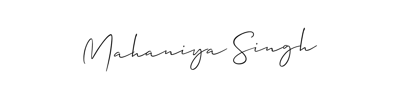 Create a beautiful signature design for name Mahaniya Singh. With this signature (Allison_Script) fonts, you can make a handwritten signature for free. Mahaniya Singh signature style 2 images and pictures png