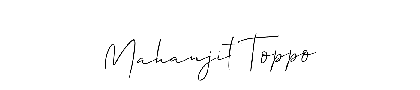 This is the best signature style for the Mahanjit Toppo name. Also you like these signature font (Allison_Script). Mix name signature. Mahanjit Toppo signature style 2 images and pictures png
