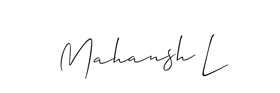 Use a signature maker to create a handwritten signature online. With this signature software, you can design (Allison_Script) your own signature for name Mahansh L. Mahansh L signature style 2 images and pictures png