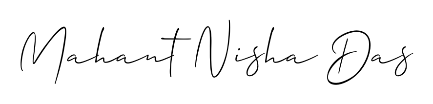 Personalize your online presence with Mahant Nisha Das signature rendered in elegant Allison_Script font. Great for website footers and blogs. Mahant Nisha Das signature style 2 images and pictures png