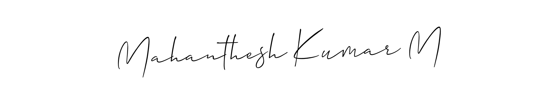It looks lik you need a new signature style for name Mahanthesh Kumar M. Design unique handwritten (Allison_Script) signature with our free signature maker in just a few clicks. Mahanthesh Kumar M signature style 2 images and pictures png