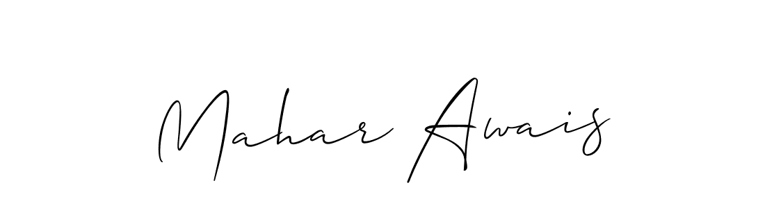 Create a beautiful signature design for name Mahar Awais. With this signature (Allison_Script) fonts, you can make a handwritten signature for free. Mahar Awais signature style 2 images and pictures png