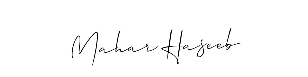 Design your own signature with our free online signature maker. With this signature software, you can create a handwritten (Allison_Script) signature for name Mahar Haseeb. Mahar Haseeb signature style 2 images and pictures png