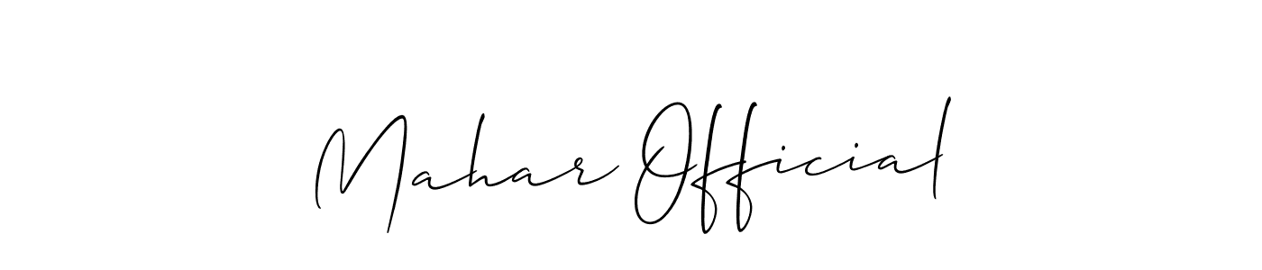 Allison_Script is a professional signature style that is perfect for those who want to add a touch of class to their signature. It is also a great choice for those who want to make their signature more unique. Get Mahar Official name to fancy signature for free. Mahar Official signature style 2 images and pictures png