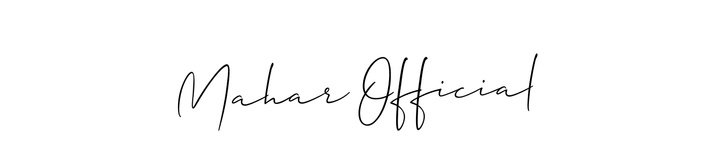 How to make Mahar Official name signature. Use Allison_Script style for creating short signs online. This is the latest handwritten sign. Mahar Official signature style 2 images and pictures png