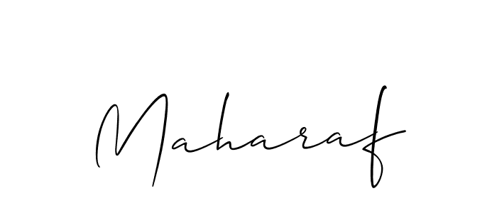 Design your own signature with our free online signature maker. With this signature software, you can create a handwritten (Allison_Script) signature for name Maharaf. Maharaf signature style 2 images and pictures png