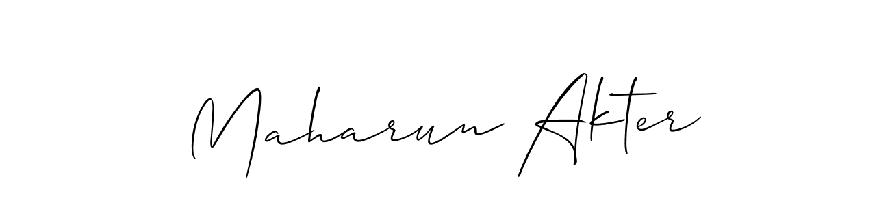 Similarly Allison_Script is the best handwritten signature design. Signature creator online .You can use it as an online autograph creator for name Maharun Akter. Maharun Akter signature style 2 images and pictures png