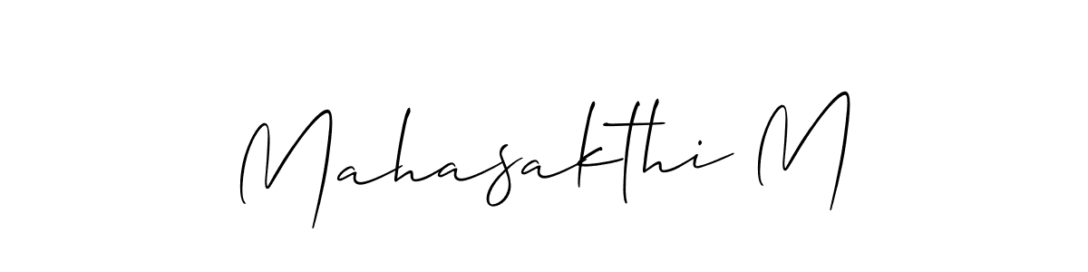 The best way (Allison_Script) to make a short signature is to pick only two or three words in your name. The name Mahasakthi M include a total of six letters. For converting this name. Mahasakthi M signature style 2 images and pictures png