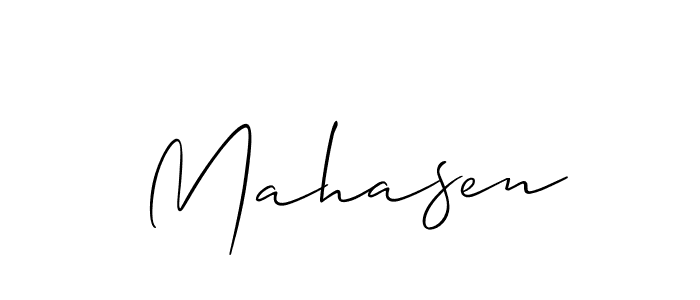 Allison_Script is a professional signature style that is perfect for those who want to add a touch of class to their signature. It is also a great choice for those who want to make their signature more unique. Get Mahasen name to fancy signature for free. Mahasen signature style 2 images and pictures png