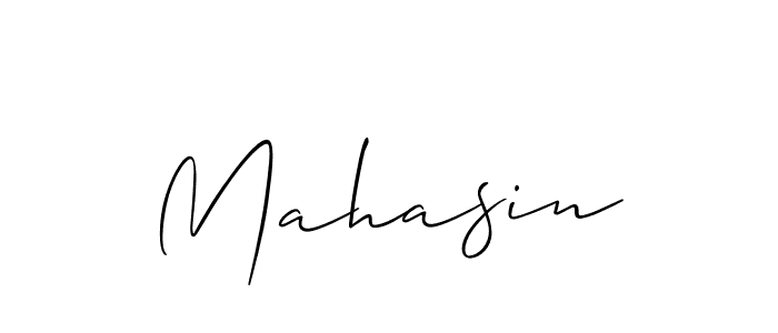 Use a signature maker to create a handwritten signature online. With this signature software, you can design (Allison_Script) your own signature for name Mahasin. Mahasin signature style 2 images and pictures png