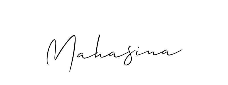 The best way (Allison_Script) to make a short signature is to pick only two or three words in your name. The name Mahasina include a total of six letters. For converting this name. Mahasina signature style 2 images and pictures png