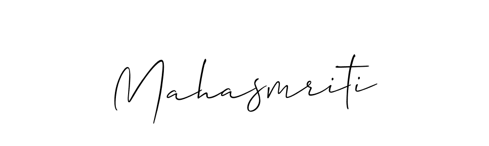 Use a signature maker to create a handwritten signature online. With this signature software, you can design (Allison_Script) your own signature for name Mahasmriti. Mahasmriti signature style 2 images and pictures png