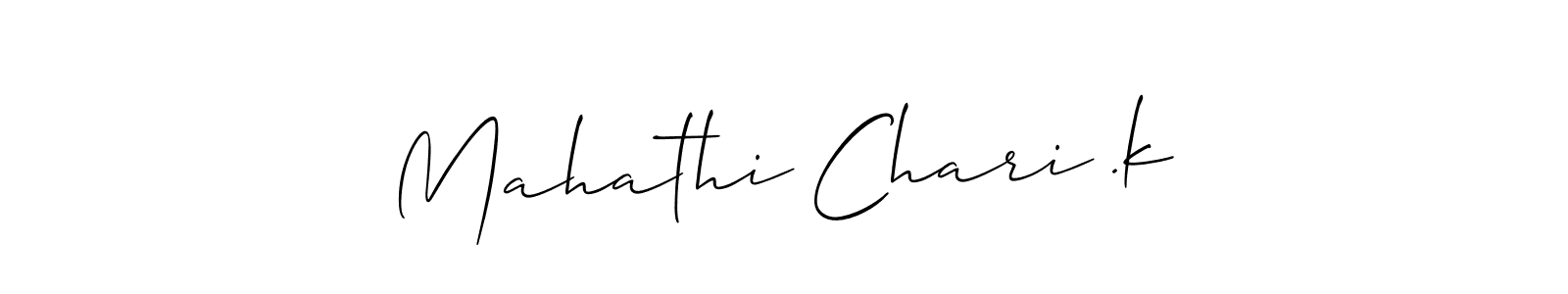 It looks lik you need a new signature style for name Mahathi Chari .k. Design unique handwritten (Allison_Script) signature with our free signature maker in just a few clicks. Mahathi Chari .k signature style 2 images and pictures png