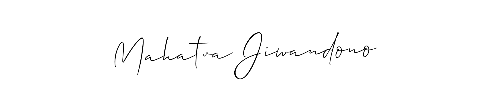 Make a short Mahatva Jiwandono signature style. Manage your documents anywhere anytime using Allison_Script. Create and add eSignatures, submit forms, share and send files easily. Mahatva Jiwandono signature style 2 images and pictures png