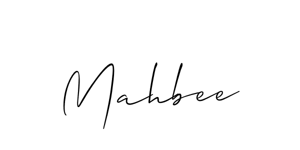 Use a signature maker to create a handwritten signature online. With this signature software, you can design (Allison_Script) your own signature for name Mahbee. Mahbee signature style 2 images and pictures png