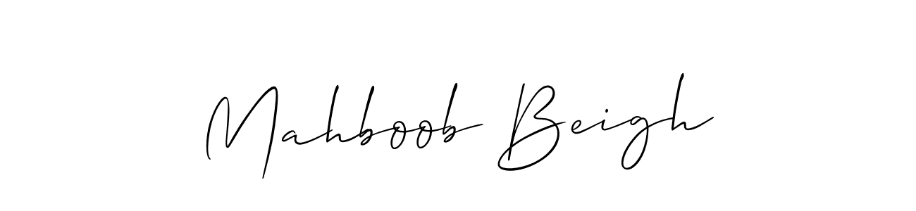 You should practise on your own different ways (Allison_Script) to write your name (Mahboob Beigh) in signature. don't let someone else do it for you. Mahboob Beigh signature style 2 images and pictures png