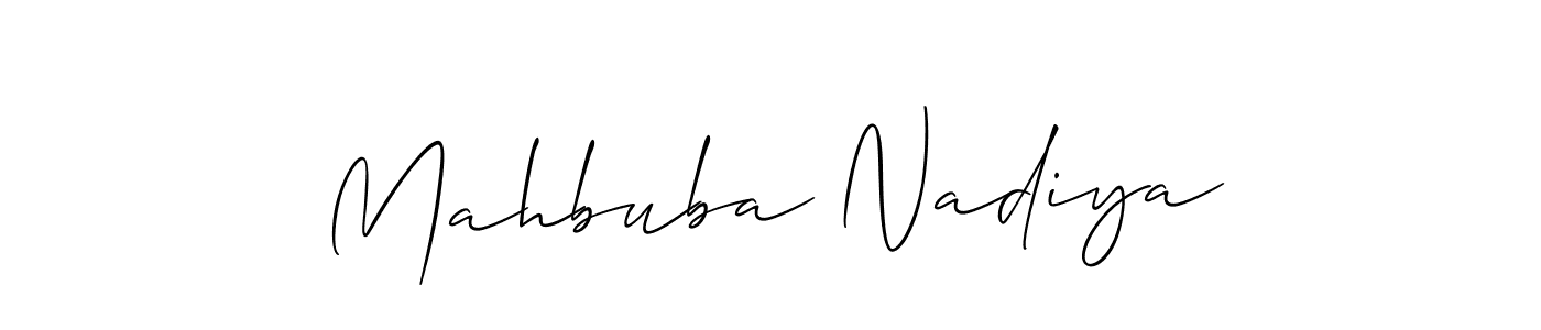 Use a signature maker to create a handwritten signature online. With this signature software, you can design (Allison_Script) your own signature for name Mahbuba Nadiya. Mahbuba Nadiya signature style 2 images and pictures png