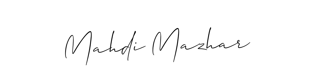 Mahdi Mazhar stylish signature style. Best Handwritten Sign (Allison_Script) for my name. Handwritten Signature Collection Ideas for my name Mahdi Mazhar. Mahdi Mazhar signature style 2 images and pictures png