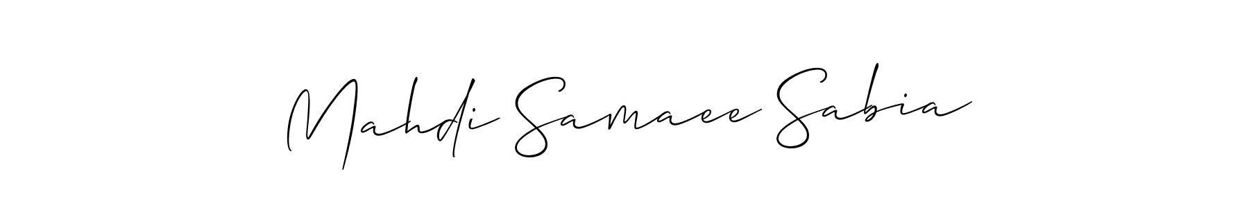 Make a short Mahdi Samaee Sabia signature style. Manage your documents anywhere anytime using Allison_Script. Create and add eSignatures, submit forms, share and send files easily. Mahdi Samaee Sabia signature style 2 images and pictures png