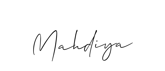 if you are searching for the best signature style for your name Mahdiya. so please give up your signature search. here we have designed multiple signature styles  using Allison_Script. Mahdiya signature style 2 images and pictures png