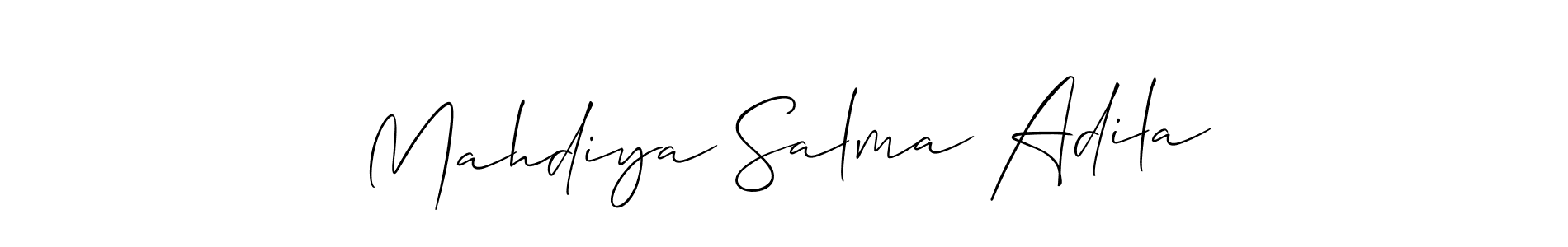 Similarly Allison_Script is the best handwritten signature design. Signature creator online .You can use it as an online autograph creator for name Mahdiya Salma Adila. Mahdiya Salma Adila signature style 2 images and pictures png