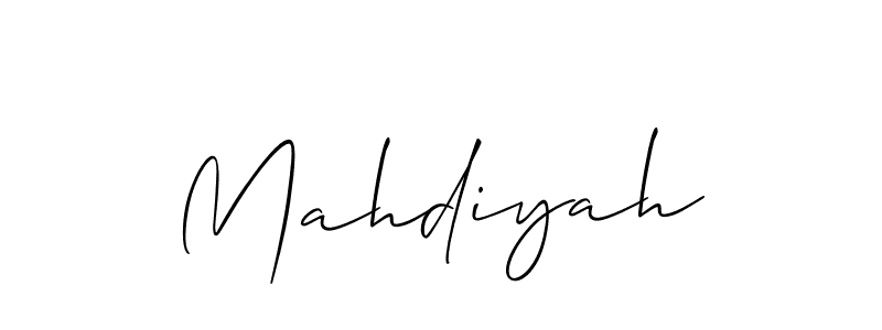 How to make Mahdiyah signature? Allison_Script is a professional autograph style. Create handwritten signature for Mahdiyah name. Mahdiyah signature style 2 images and pictures png