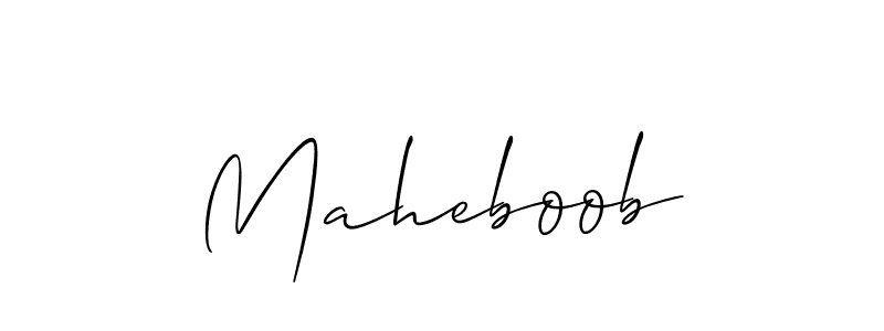 The best way (Allison_Script) to make a short signature is to pick only two or three words in your name. The name Maheboob include a total of six letters. For converting this name. Maheboob signature style 2 images and pictures png