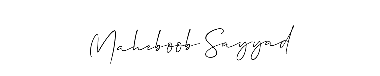 How to make Maheboob Sayyad signature? Allison_Script is a professional autograph style. Create handwritten signature for Maheboob Sayyad name. Maheboob Sayyad signature style 2 images and pictures png