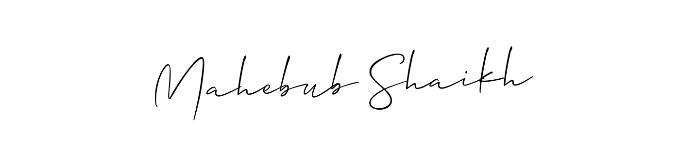 Make a beautiful signature design for name Mahebub Shaikh. With this signature (Allison_Script) style, you can create a handwritten signature for free. Mahebub Shaikh signature style 2 images and pictures png