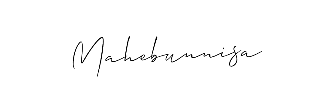 The best way (Allison_Script) to make a short signature is to pick only two or three words in your name. The name Mahebunnisa include a total of six letters. For converting this name. Mahebunnisa signature style 2 images and pictures png