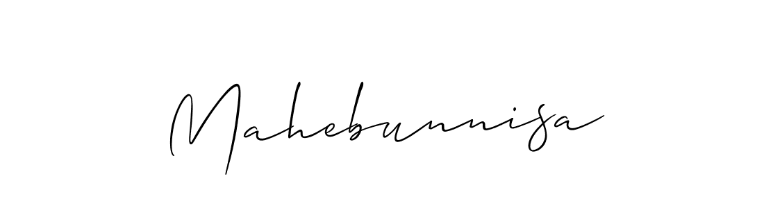 Also we have Mahebunnisa name is the best signature style. Create professional handwritten signature collection using Allison_Script autograph style. Mahebunnisa signature style 2 images and pictures png