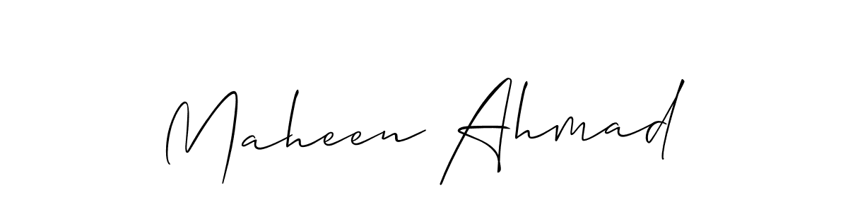 It looks lik you need a new signature style for name Maheen Ahmad. Design unique handwritten (Allison_Script) signature with our free signature maker in just a few clicks. Maheen Ahmad signature style 2 images and pictures png